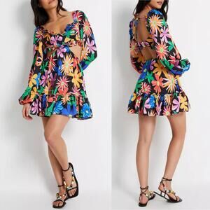 PatBo Aster Long‎ Sleeve Cut-Out Mini Dress Floral Print Size 2